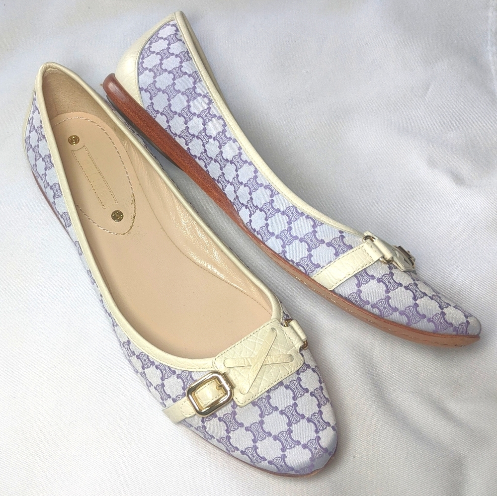 CELINE vintage jacquard monogram flats shoes 8